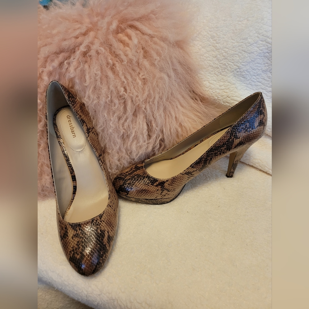 Dressbarn Faux Snakeskin Platform Pumps